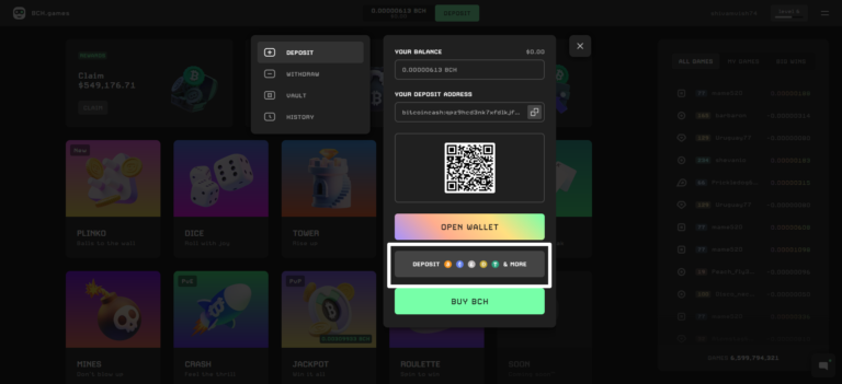 bch games other payments methords